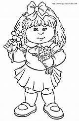 Coloring Kids Pages Cabbage Patch Printable Cartoon Color Kid Sheets Character Book Gif Clipart Sheet Colouring Characters Children Holding Flowers sketch template