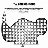 Parable Maidens Virgins Maze Gelijkenis Doolhof Olie Maagden Bridesmaids Wise Foolish Story sketch template