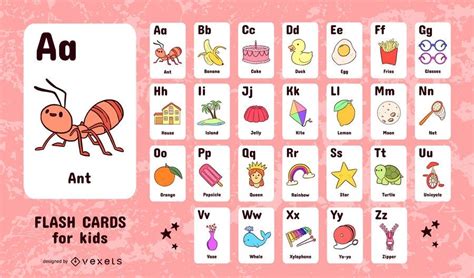 alphabet flashcards kids set vector