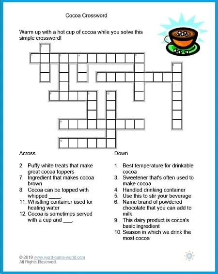 easy crossword puzzles  senior activity  printable coloring
