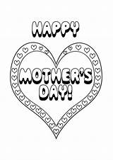 Coloring Mother Mothers Happy Pages Hearts Heart sketch template