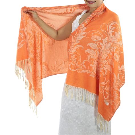 patterned orange pashmina scarf orange pattern pashminas