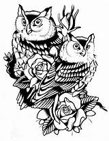 Tattoo Owls sketch template