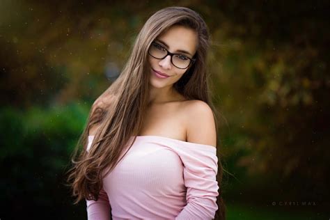 Women Outdoors Women With Glasses Long Hair Bare Shoulders Cleavage