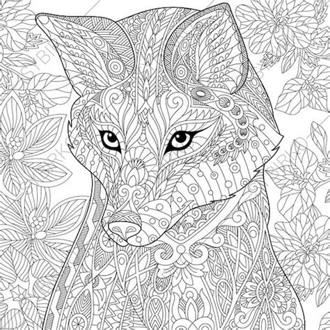 fox  coloring pages animal coloring book pages  adults etsy