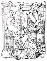 Coloring Myths Legends Merlin Pages Adults Color Drawing Print sketch template