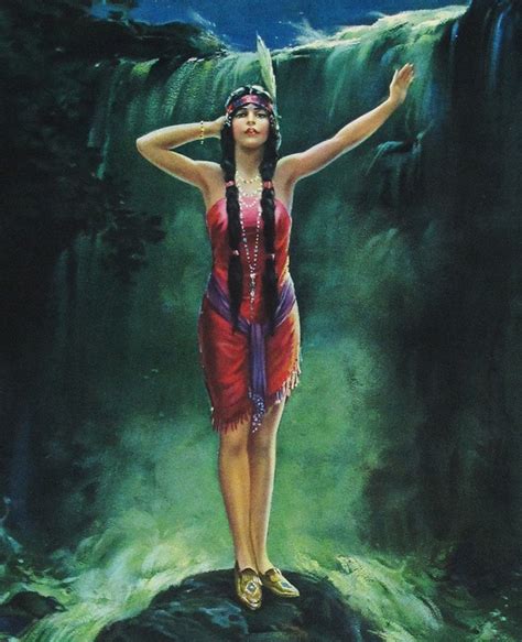 vintage 1930s art deco pin up poster indian maiden song of the waterfall nr songs the