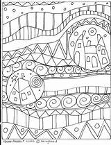 Folk Primitive Karla Gerard Houses Coloring Rug Hooking Abstract Pattern Paper Craft Ebay Choose Board Visit Pages Patterns Embroidery sketch template