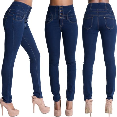 womens high waisted sexy skinny fit jeans ladies stretch denim jegging