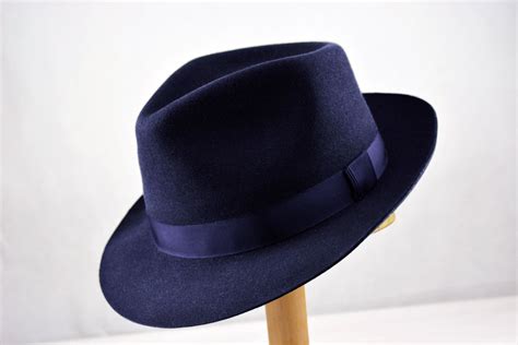fedora  diplomat navy blue fedora hat  men mens etsy