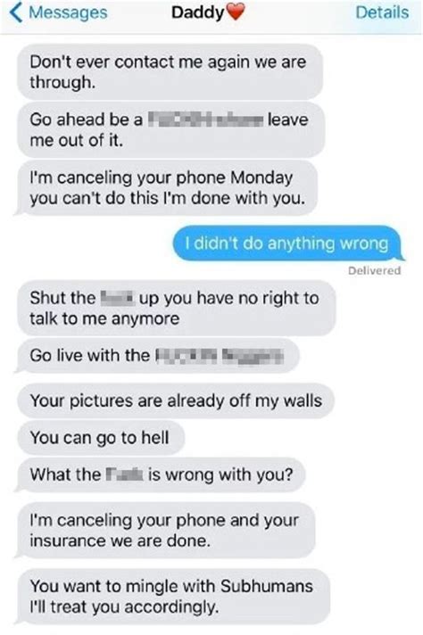 dad calls his daughter a f ing whore in vile racist text message