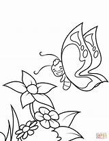 Coloring Pages Butterfly Boy Flowers Cute Flies Over Printable Children Easy Spring Printables sketch template