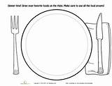 Coloring Plate Dinner Food Pages Printable Thanksgiving Kids Worksheet Worksheets Education Plates Healthy Culinary Build Read Pyramid sketch template