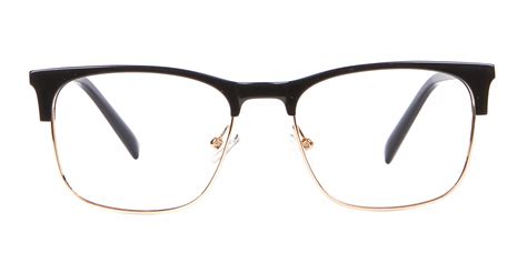 retro black and gold browline eyeglasses croston 1