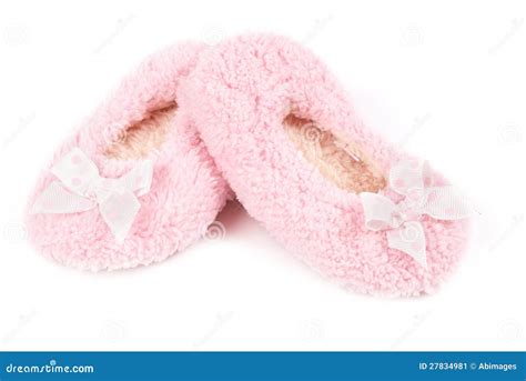 roze pluizige pantoffels stock afbeelding image  bont