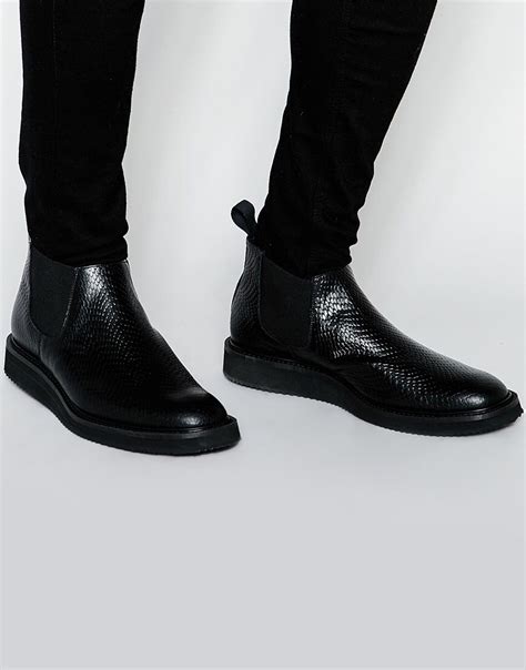 asos chelsea boots  leather  snakeskin effect   england  asoscom chelsea boots
