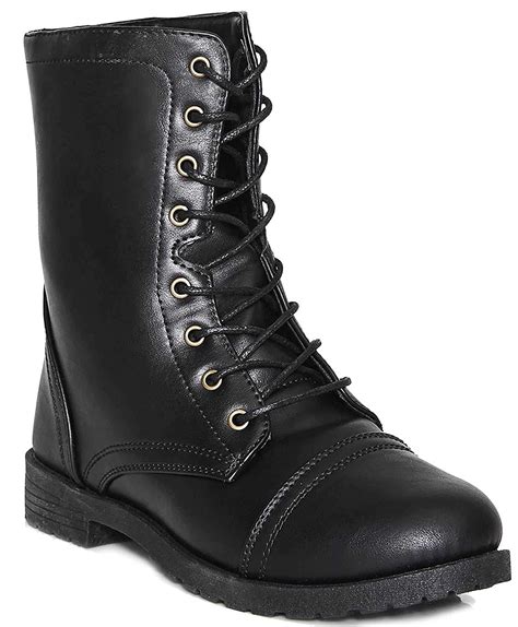 lace  military style combat boots womens boots vegan leather