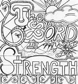 Coloring Strength Lord Bible School Sunday Pages Joy Journal Verse Scripture Colouring Color Kids Adult Sheets Doodle Prayer Fun Choose sketch template