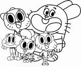 Gumball Coloring Pages Amazing Family Watterson Detailed High Angels Little sketch template