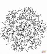 Coloring Mandala Flower Pages Printable Drawing sketch template