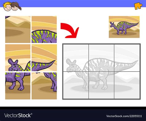 jigsaw puzzles  dinosaur character royalty  vector