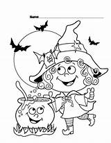 Coloring Halloween Cute Pages Printable Kids Sheets Print Size Witch Little sketch template
