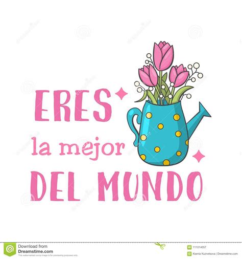 spanish mother day greeting stock vector illustration  card handwriting