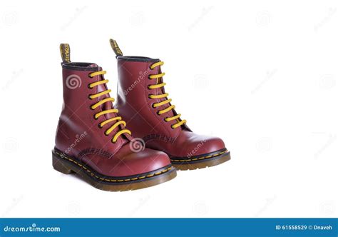 classic cherry red oxblood  martens lace  boots editorial stock image image  female