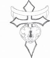 Heart Lock Drawing Roses Coloring Cross Getdrawings sketch template