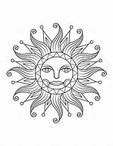 Coloring Sun Celestial Pages Printable sketch template