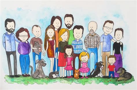 family painting family illustration illustrated portrait etsy