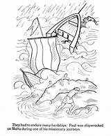 Paul Coloring Pages Bible Shipwrecked Apostle Printables Testament Silas Shipwreck Kids Pauls School Sunday Prison Apostles Old Crafts Malta Craft sketch template