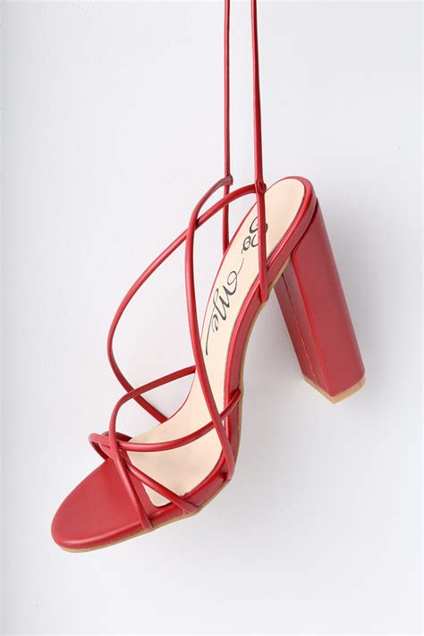 cute red heels lace  heels vegan leather heels lulus