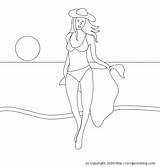 Bikini Coloring Woman Designlooter 630px 44kb Swimsuit Young sketch template