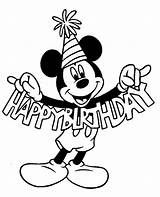 Mickey Birthday Coloring Mouse Pages Happy Color Printable Disney Colouring Party Minnie sketch template