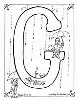 Grace Coloring Bible Pages God Letter Alphabet Children Gods Printable Kids Ministry Umbrella Rain Sheets Christian Colouring School Sunday Activities sketch template