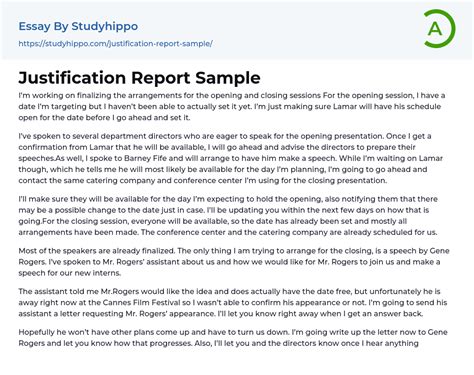 justification report sample essay  studyhippocom