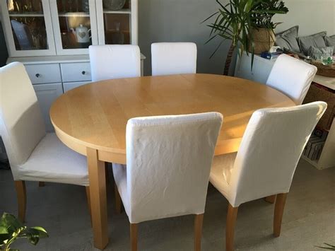 ikea bjursta  extendable dining table  chairs  marston