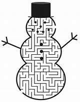 Mazes Printable Christmas Maze Snowman Winter Kids Games Pages Coloring Print Easy Labyrinthe Sheets Blank Snow Holiday Adults Man Cliparts sketch template