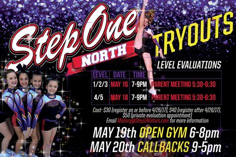 tryouts 2017 step one allstars north