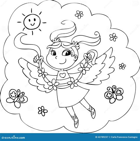 coloring rainbow fairy girl stock illustration image