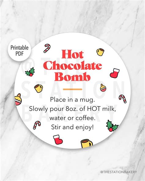 hot chocolate bomb tag printable hot cocoa bomb instructions etsy