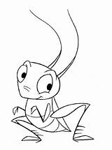 Coloring Mulan Insect Grilo Grasshopper Cri Kee Kidsworksheetfun sketch template
