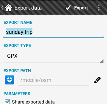 locus map version  dropbox import  export