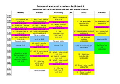 personal schedule   create  personal schedule