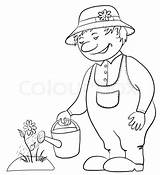 Gardener Watering Drawing Man Getdrawings sketch template