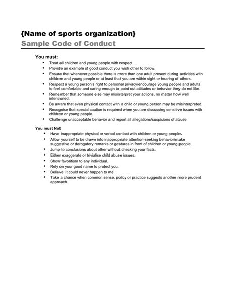 code  conduct template word