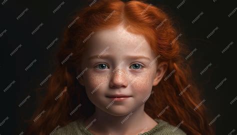 Premium Ai Image Cute Redhead Girl Smiling Looking At Camera Cheerful