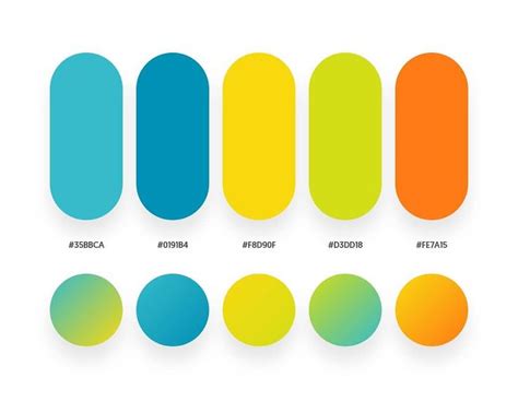 blue yellow green orange color schemes gradient palettes flat
