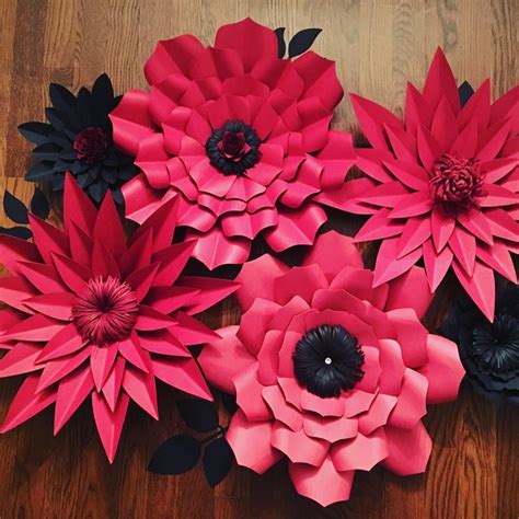 red  black giant paper flowers great  birthday parties  home